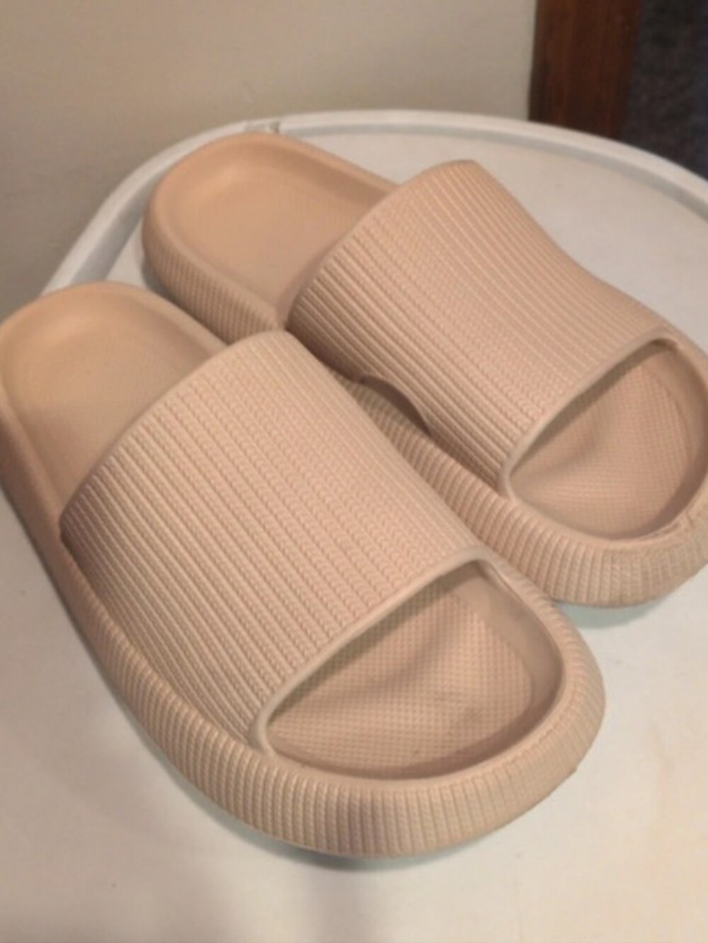 Cloudies Slip-On Slide Sandals in Nude